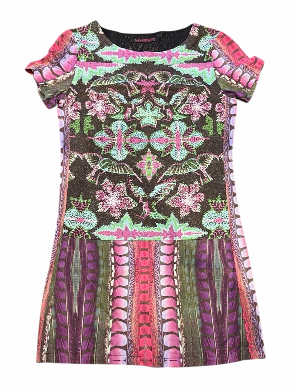 Custo Barcelona Mini Dress in Pink, Green & Purple
